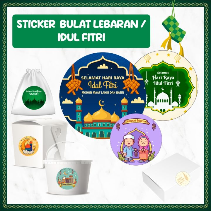 [264 Pcs] Sticker Bulat Lebaran Idul Fitri Biskuit Kue Hampers | Lazada ...
