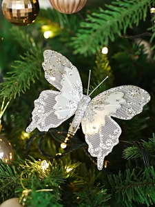 Elegant Glittering Butterfly Ornament Unique Butterfly Christmas Hanging Ornament with Clip for Seasonal Tree Decors