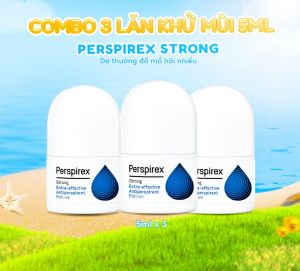 Combo 3 Lăn Khử Mùi Perspirex Strong 5ml: Dành cho da thường và đổ nhiều mồi hôi Hiệu quả lên tới 5 ngày