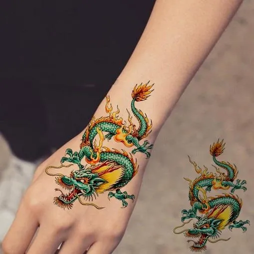 Buy Supperb Large Temporary Tattoos Gorgeous Colorful Dragon & Birds Online  in India - Etsy