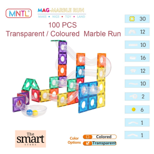 AUTHORISED RETAILER - MNTL Marble run toys 🧲 100PCS Coloured / Transparent🌈Toys for kids 🧲 Educational Building Block