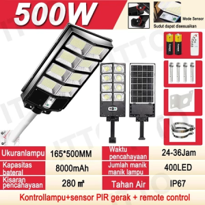 【 Beli 1 Gratis 1 】tenaga surya Lampu Jalan Garansi 10 Tahun  Surya Lampu tenaga 400/1500W otomatis 24 jam Tahan air IP67 Lampu sensor LED Luar Ruangan otomatis outdoor 0 tagihan listrik IP67 luar tahan air lampu solar cell outdoor