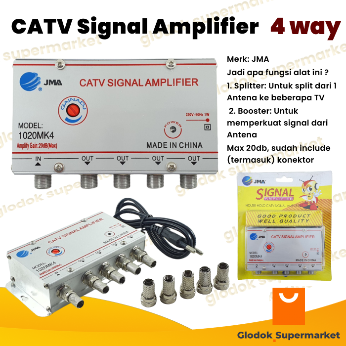 Booster Antena TV CATV Signal Amplifier JMA way 20db Kemasan