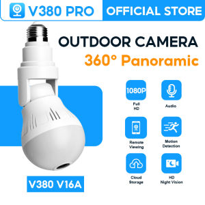V380 PRO Smart Security Light Bulb with Panoramic 360° View 1080P HD Wi-Fi Night Vision Motion Detection and Remote Access