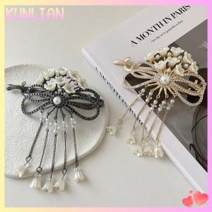 [KUNLIAN] Hollow Out Bowknot Hair Clips For Women Flower Tassel Hair Claw Girls Fashion Elegant Shiny Barrettes Hair Accessoires
