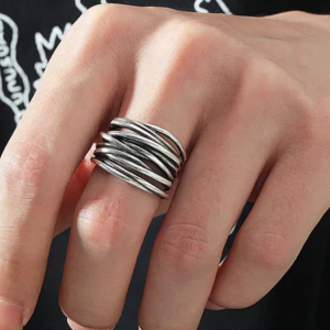 Alambre Geometric Ring – Hip-Hop Style Open Rings – Alloy & Silver-Plated
