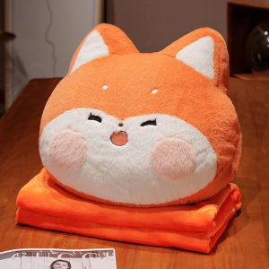 2 in 1 Cartoon Plush Pillow Blanket Cute Animal Stuffed Toy Warm Nap Throw for Office Travel Bantal Selimut