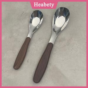 Heabety Thép không gỉ muỗng với giả gỗ hạt xử lý Nhà Bếp Bộ đồ ăn đồ ăn bữa ăn tối tráng miệng gạo súp thìa tiện ích