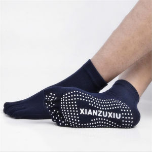 Toe Socks for Men Yoga Ankle Socks with Grips for Men Women Five Finger Tip Toe sports Socks Home House Floor Barre Non-slip Socks Dance Pilates Fitness Cotton Stocking Running Gym Sports Anti-slip Non-slip socks