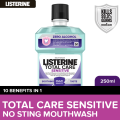 Listerine Total Care Sensitive Zero Alcohol / Alcohol Free Mouthwash 250ml - For Sensitive Teeth, Fresh Breath, Fluoride for Strong Teeth, Kill 99.9% of germs that cause bad breath, Plaque and Gum Problems, Toothbrush Routine, Use with Toothpaste. 