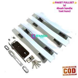fullset lock body kunci dan 4bauh gagang tarikan handle pintu rumah minimalis untuk pintu depan dan kamar model kupu tarung
