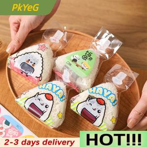 PkYeG 50Pcs Cartoon For Triangle Rice Ball Packaging Bag Nori Onigiri Sushi Bag With 2 Onigiri Mold And 50 Stickers Sushi Making Mold