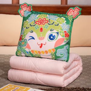 2025 New Years Snake Quilt 2 in 1 Pillow Travel Blanket Cute Cartoon Animal Sofa Car Cushion Blanket Throw Pillow Quilt Air Conditioner Office Nap Quilt