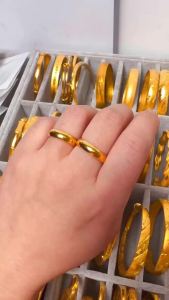 XT Jewellery Korea 24k Glossy Couple Rings Men Women 916 Original Gold PlatedHHHJ