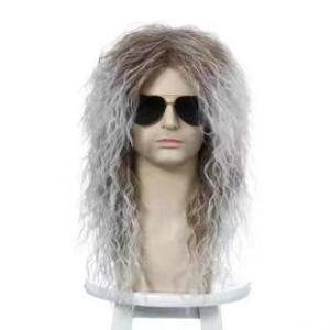 New European and American mens hair long curly 80s punk heavy metal wig halloween rock prince hair