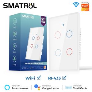 SMATRUL Wifi Smart Wall Switch Rf433mhz (No Neutral) Compatible With  Home &  Alexa 110v-250v