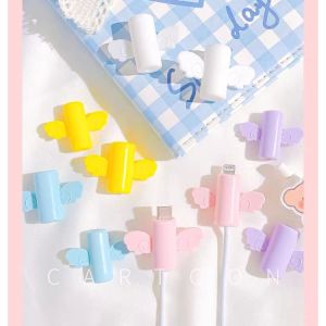 [Mua 5 Tặng 1] Dây đôi cánh thiên thần bảo vệ cáp sạc USB Bảo vệ Silicone cuộn quấn dây cáp tương thích cho iPhone/Cáp Android