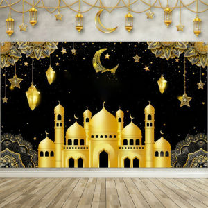 Holiday Eid Al-Fitr Wall Tapestry Selamat Hari Raya Background Decor Home Moon Festival Indoor Wall Hanging