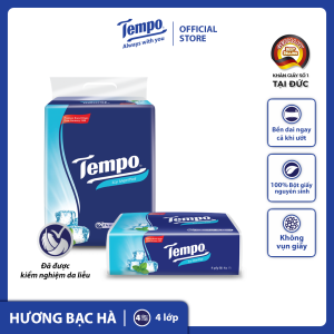 [LỐC 4 GÓI] Khăn giấy rút cao cấp Tempo Softpack - 4 lớp bền dai an toàn cho da - Thương hiệu Đức (4 gói/Lốc)