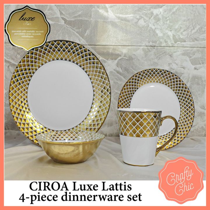 The Crafty Chic CIROA LUXE LATTICE DINNER PLATES Per Piece MUG BOWL SALAD PLATE SET Metallic Gold and White Ceramic Porcelain Plate Nordic Modern Elegant Ciroa Australia Design Lazada PH