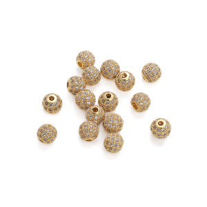 1pc Electroplated 14K Gold Coated Copper Micro Inlaid Zircon Beads Charm Fashion Jewelry Bracelet Loose Bead Accessories