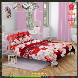 Sprei katun motif red roses aesthetic anti geser king size LP