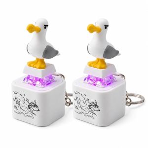 Hlinkey điện tử Fidget Keychain cá dê Chim Mòng Biển Clicker âm thanh đồ chơi để bàn có thể sạc lại bằng khen tích lũy Tock âm thanh phát sáng ánh sáng Keyring quyến rũ trang trí bàn văn phòng Quà Tặng