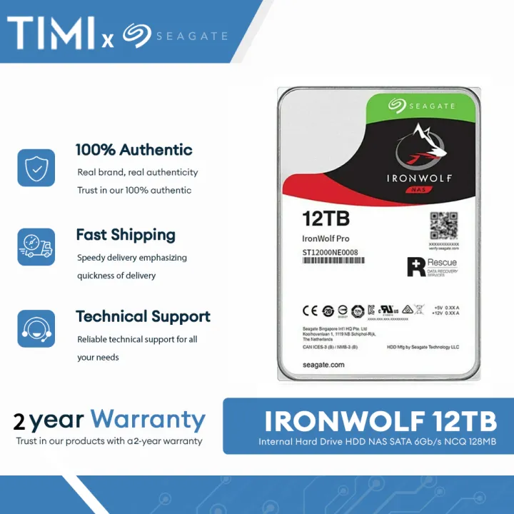 Seagate IronWolf Pro 12TB 7200RPM SATA 6Gb/s 3.5" NAS HDD ST12000NE0008
