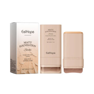 Stik alas bedak ujung ganda dengan kuas Korea Flawless Eraser Foundation Stick Full Coverage Matte Foundation + Brush 16h Long lasting Waterproof Foundation Cream Natural Concealer