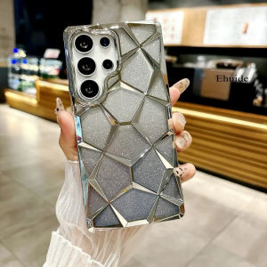 Ốp lưng hình khối nước gradient lấp lánh cho Samsung Galaxy S25 Ultra S23 S24 Plus S24U S23U S25U trong suốt hình thoi mềm TPU