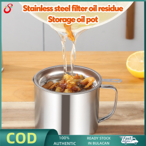 304 Stainless Steel Oil Container Household Oil Strainer Container with Strainer