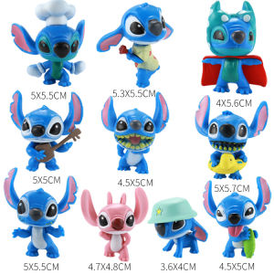 10pcs Cartoon Lilo & Stitch Figurine Dolls Cosplay Cute Stitch Angel Figure Set Model Toys for Kids Cake Decoration