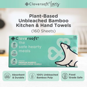 ❤️Cloversoft Loves Unbleached Bamboo Kitchen Towels and Hand Towels [160 Sheets]
