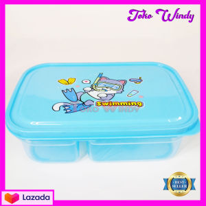 Tempat makan Segi Sekat 3/ompreng makan jagoan/lunch box bulat/sovenir