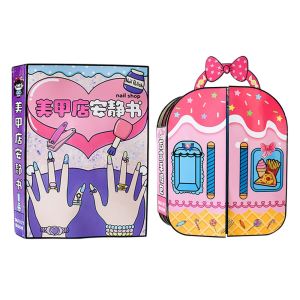 IPIE2 Sáng tạo Sách Yên Tĩnh Cửa Hàng Móng 3D Tương tác Sách Yên Tĩnh Trang Điểm Đồ chơi phát triển Thủ công Đồ chơi tự làm cho trang phục Quà sinh nhật