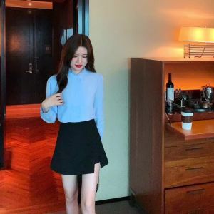 Ammin เสื้อเชิ้ตแขนยาวลูกไม้ปักคอตั้งหูไม้สไตล์ฝรั่งเศสสำหรับผู้หญิง2024ฤดูใบไม้ผลิดีไซน์แฟชั่นสัมผัสหลวมเข้ากับทุกชุดเสื้อท่อนบนลายลูกไม้