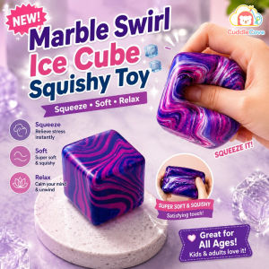 CuddleCove Soft Mini Cube Squishy Fidget Toy NeeDoh Style Marble Swirl Ice Cube Anti Stress Toy for Kids