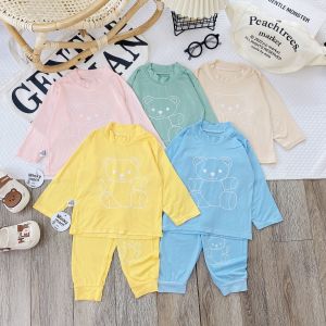 (MS28)Bộ quần áo thu đông Minky Mom thun lạnh dài tay cho bé trai bé gái trơn Chất Thun Lạnh