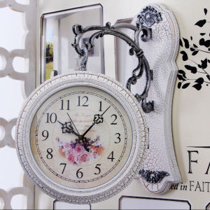 European Style Double Side Wall Clock Fashion Creative Mute Clock Home Living Room Wall Decor
