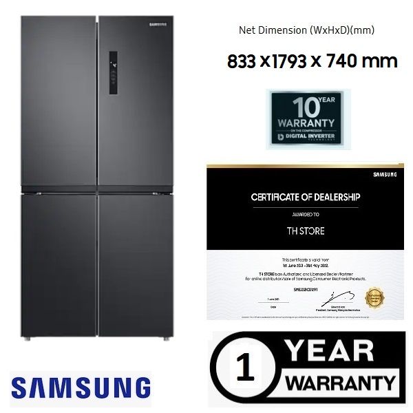 SAMSUNG RF48A4000B4/ME French Door with Twin Cooling, 511L MATE BLACK