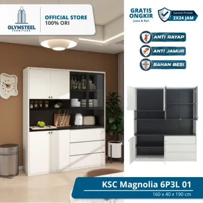 Olymsteel KSC Magnolia 6P3L Lemari Dapur Besi / Kitchen Cabinet 6 Pintu 3 Laci Minimalis Modern
