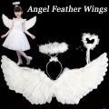 White Angel Wing and Halo for Girls Kids Wings Costumes White Wings for Child for Festival Halloween. 