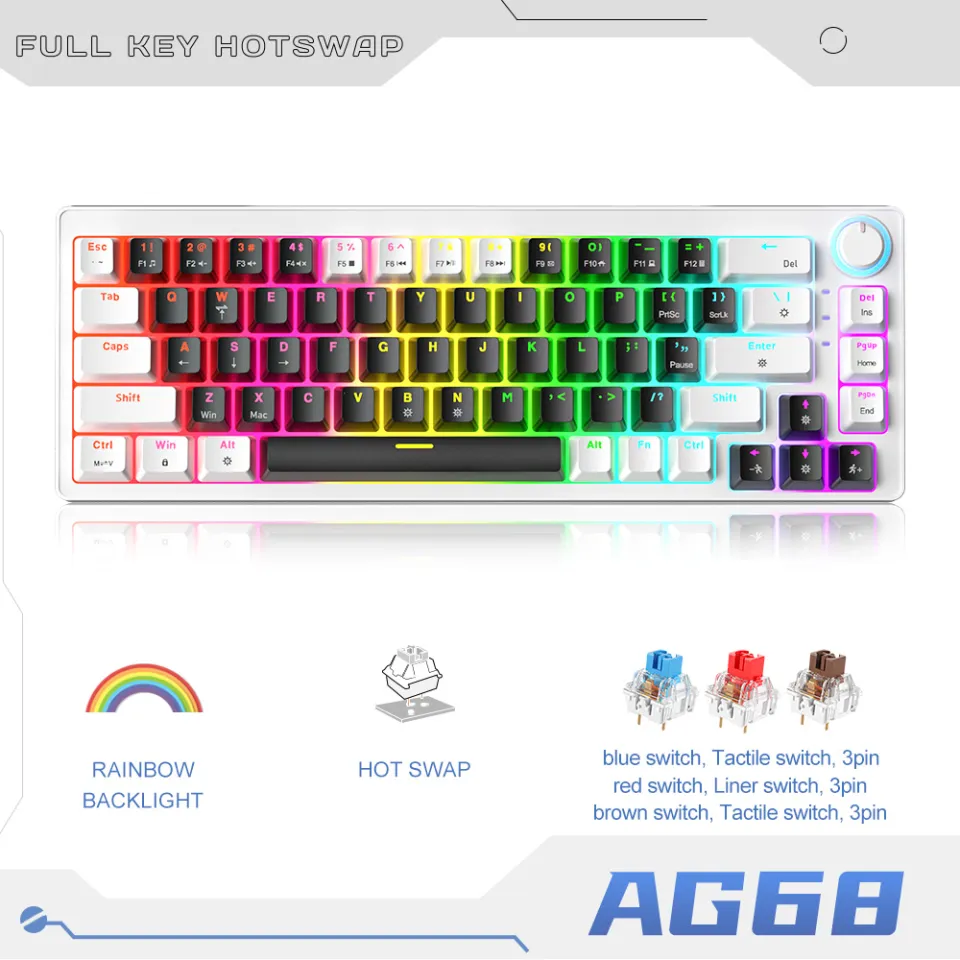 ZIFRIEND AG68 68 Keys Gasket Mechanical Keyboard Wired Gaming