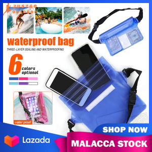 Portable PVC Waterproof Bag 3 Zipper Locks Outdoor Sport Phone Card Key Waist Storage Bag Snorkeling Swimming Underwater Dry Waist Pouch