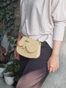 Tas Wanita Selempang & Bahu Mini Vintage Lucu Muat Handhpone Sintetis Premium Tali Rantai Mutiara Cw