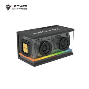 LENYES S839 80W Wireless Speaker Bluetooth 5.2 Transparan RGB Colorfull LED Light Portable TWS