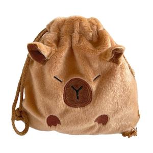 Portable Capybara Plush Storage Bag with Drawstring Designs Candy Bags Fashionable Gift Pouch for Easy Organization