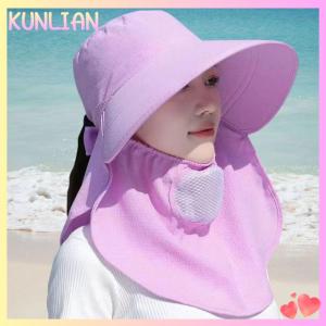 [KUNLIAN] หมวกฤดูร้อนสำหรับผู้หญิงหมวกกันแดดสำหรับขี่จักรยานกลางแจ้งหมวกกันแดดปีกกว้างระบายอากาศได้หมวกกันแดดลำลองใหม่ป้องกันรังสียูวีใหม่