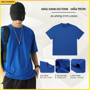 Áo phông nam nữ trơn Cotton SUN Màu Be mẫu đơn giản trẻ trung Menswear Cổ Tròn