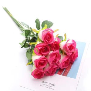 Red Rose Flower Artificial Flower With Stems 2/5 Pcs Red Fake Flowers Rose Flower Decoration Artificial Flower Bouquet For Aesthetic Home Decor Wedding Birthday Decorations Ornaments